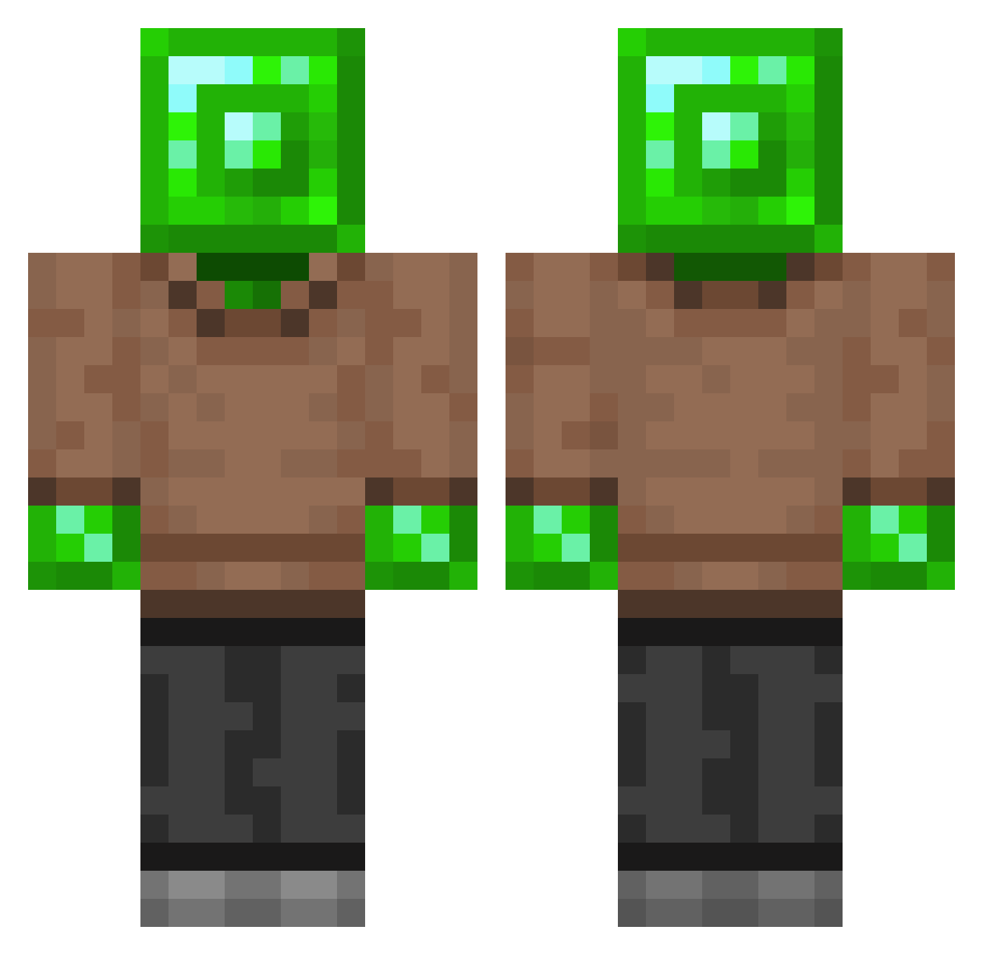 Emerald_warden85 Minecraft skin, front and back view
