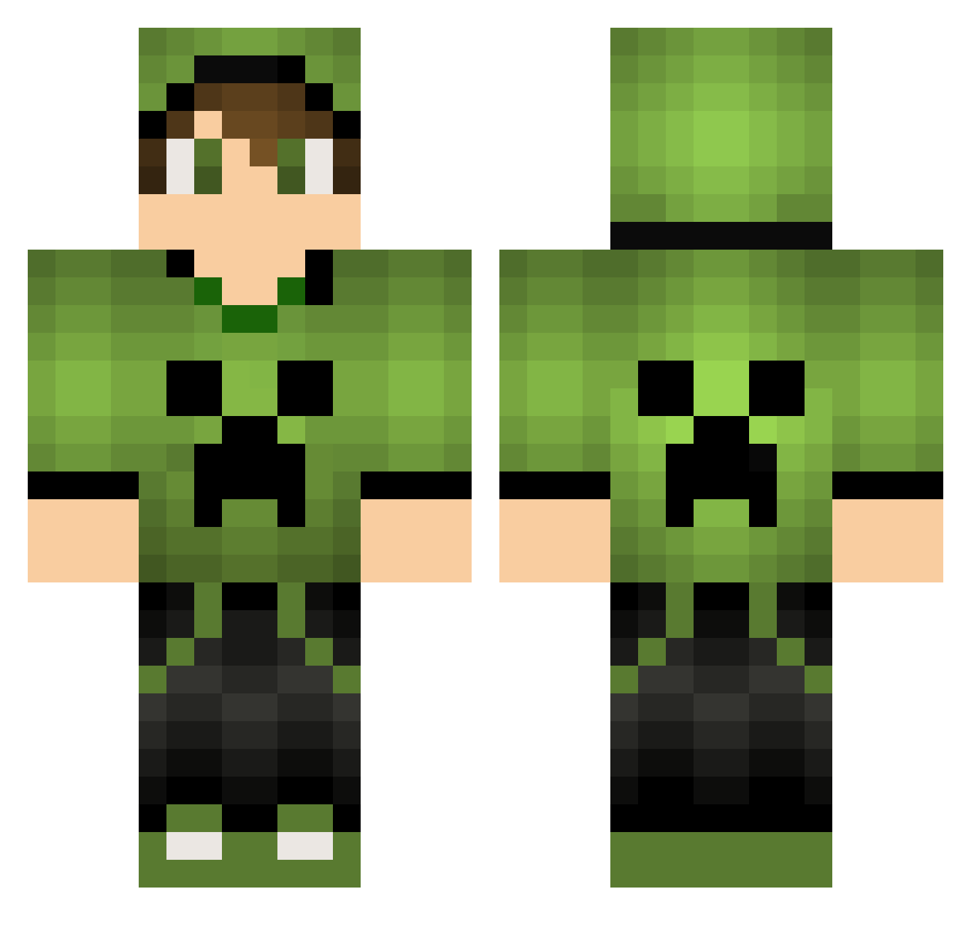 tekky0 Minecraft skin, front and back view