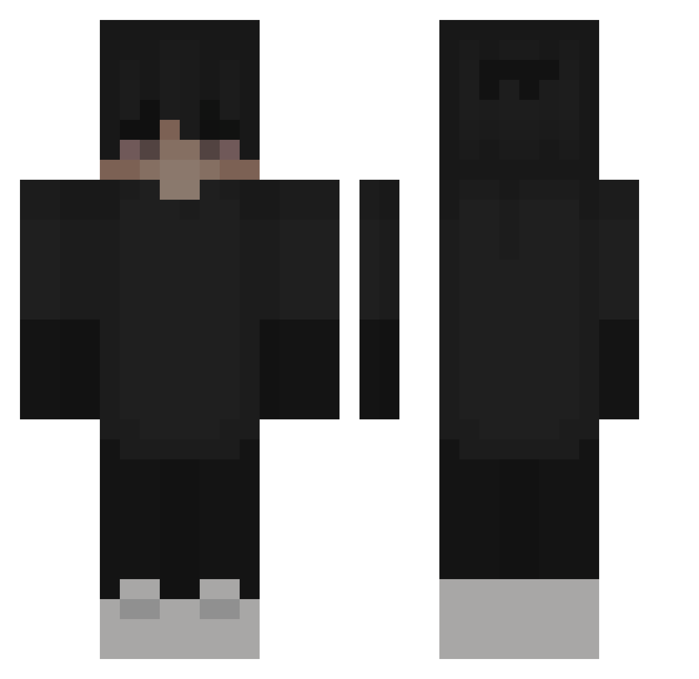 rustxD Minecraft skin, front and back view