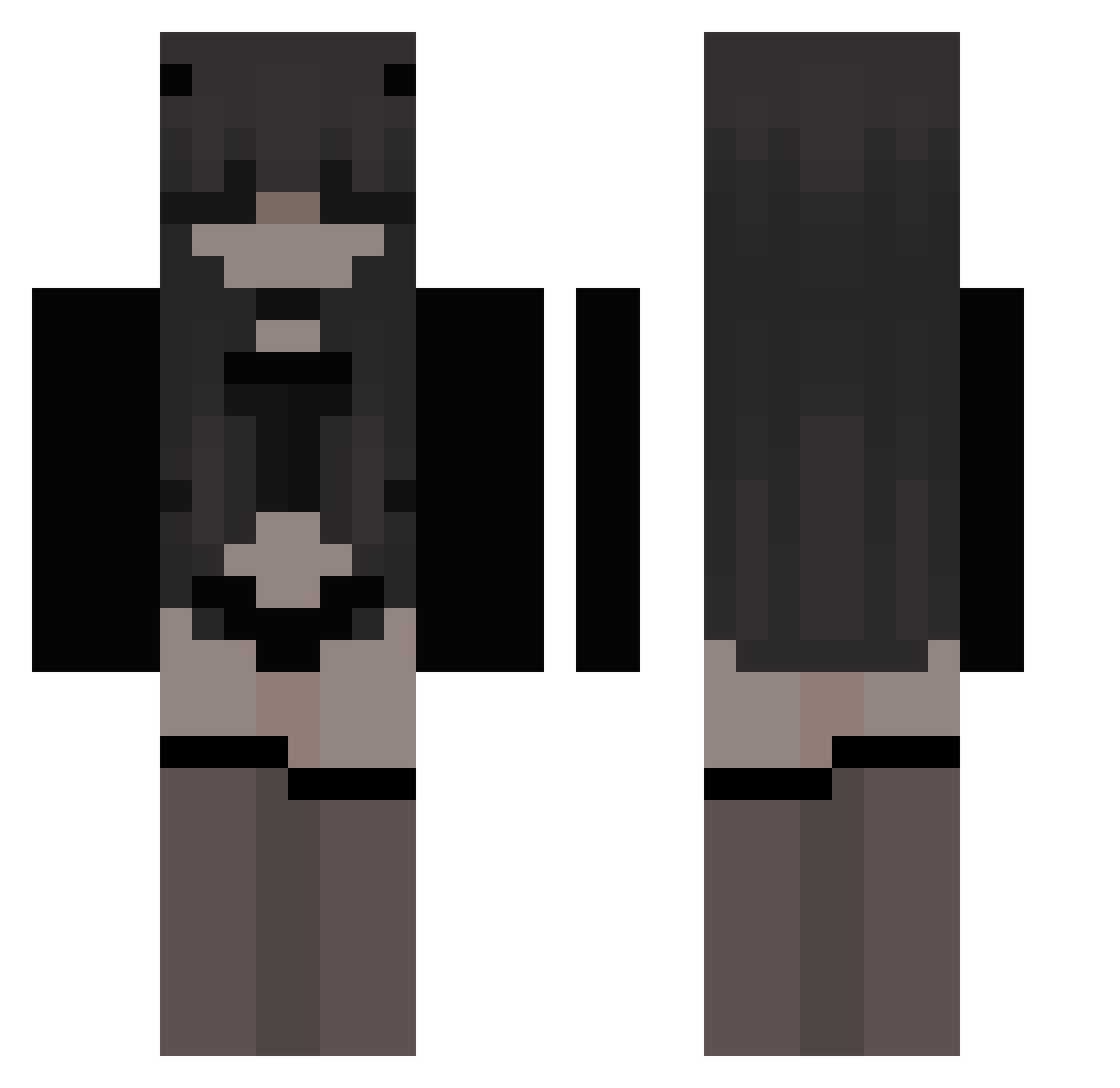 RainingWater Minecraft skin, front and back view