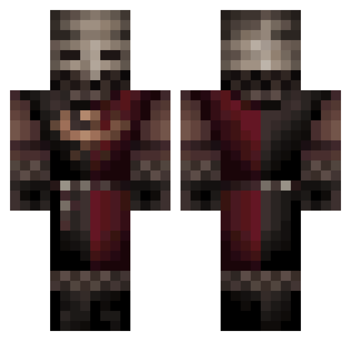 Fvnsenpai Minecraft skin, front and back view