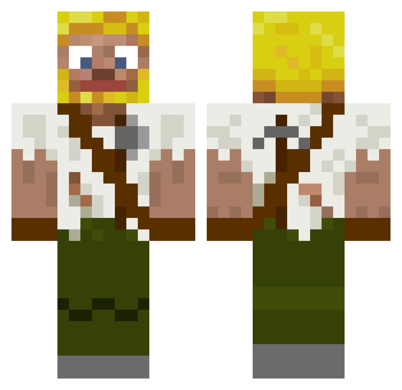 Shalom Minecraft skin, front and back view