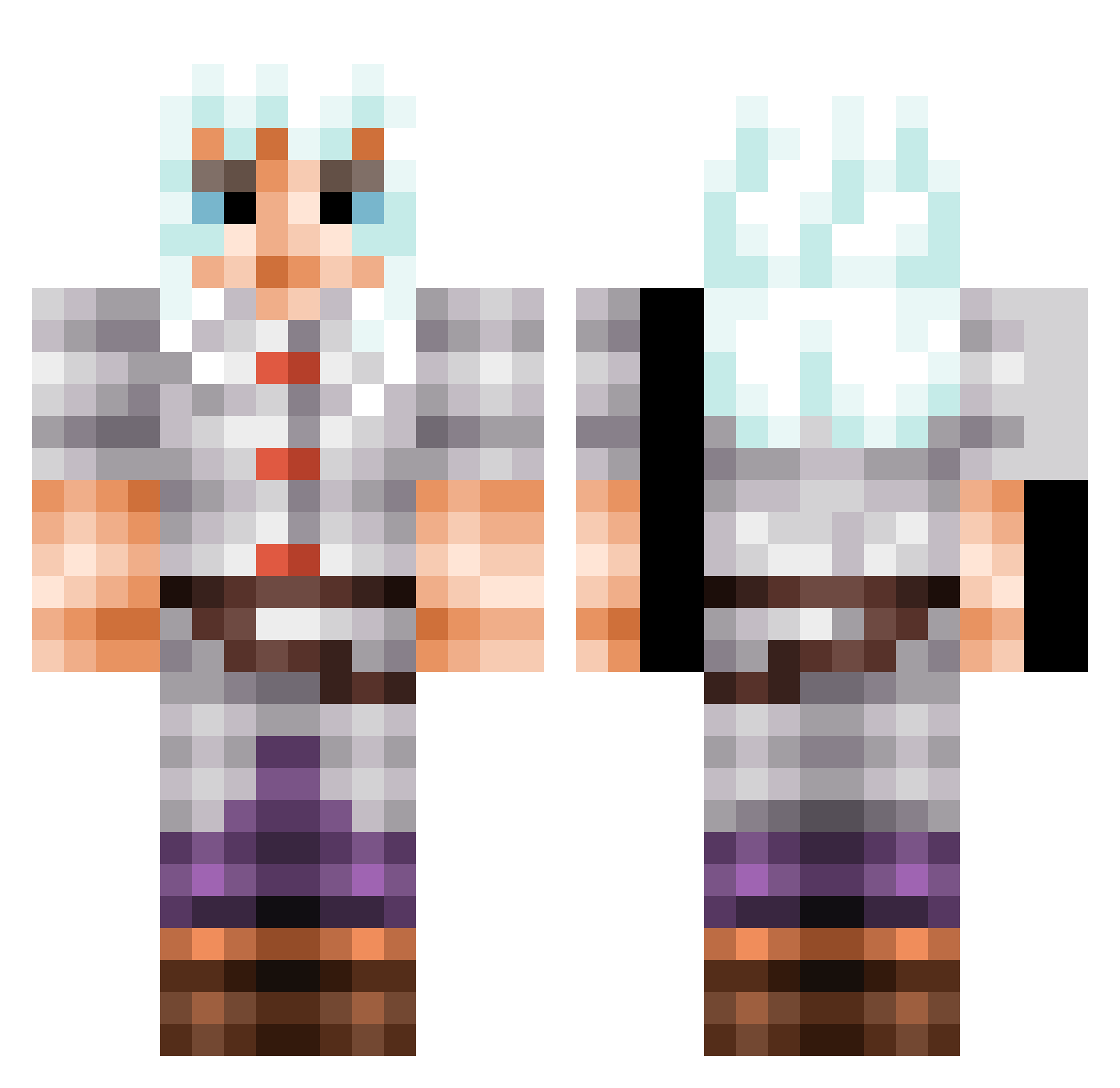 Ikamikaz Minecraft skin, front and back view