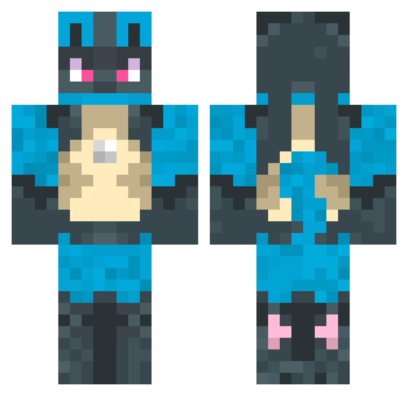 Lamelamela Minecraft skin, front and back view