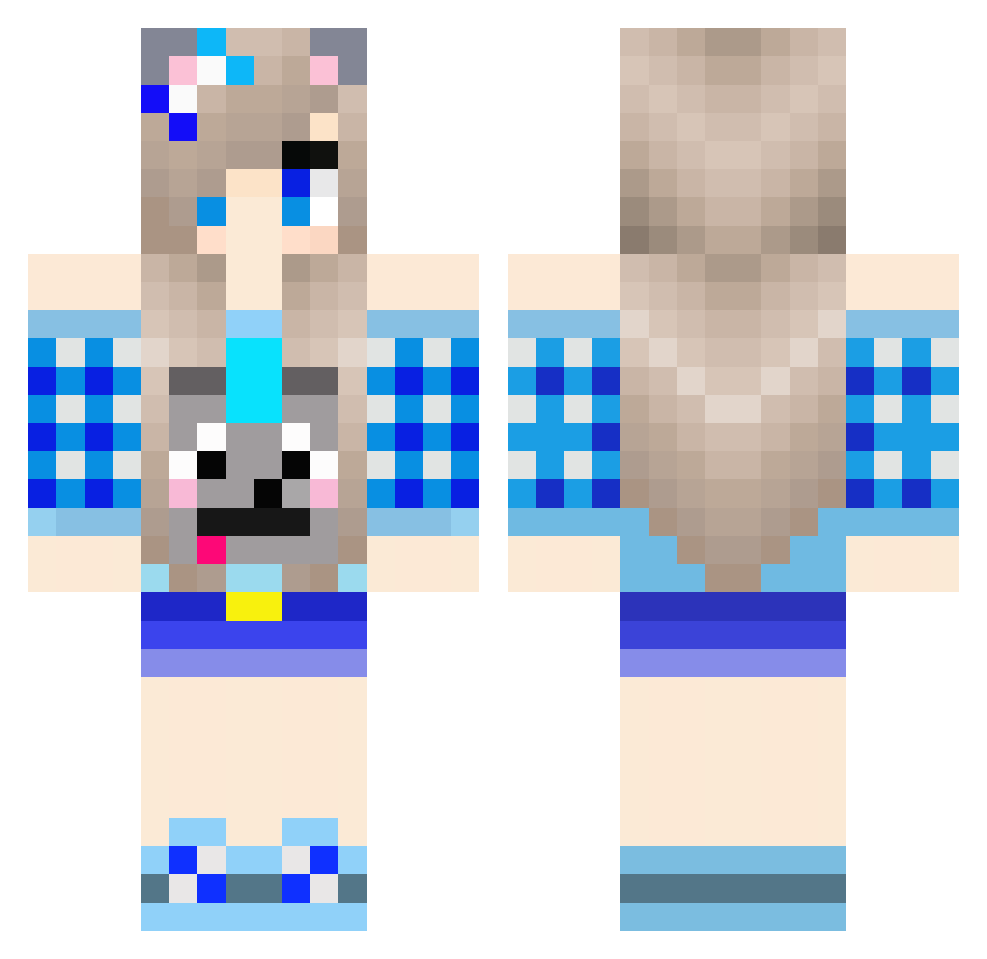 woodlark Minecraft skin, front and back view
