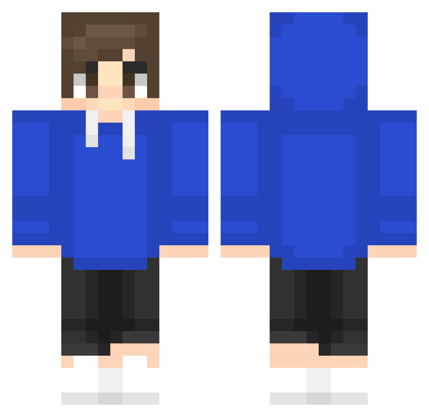 Unlessoned Minecraft skin, front and back view