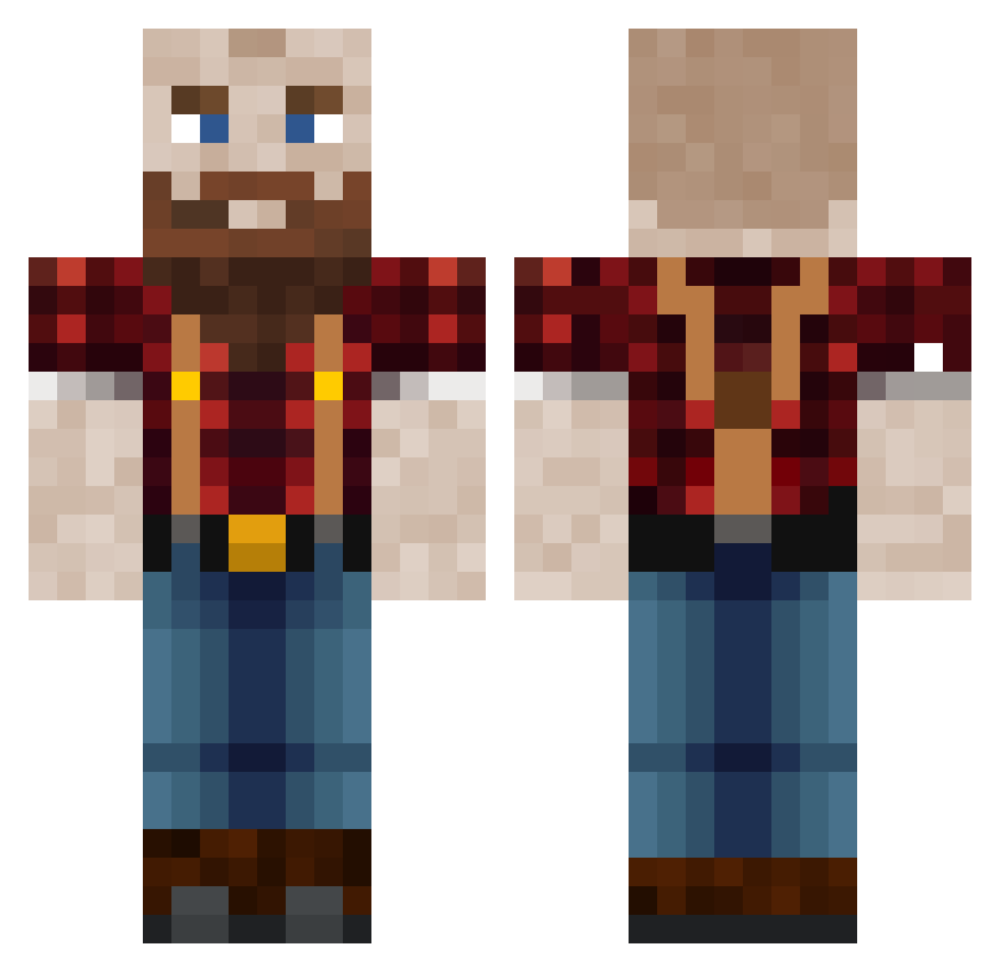 Kiboyaki Minecraft skin, front and back view