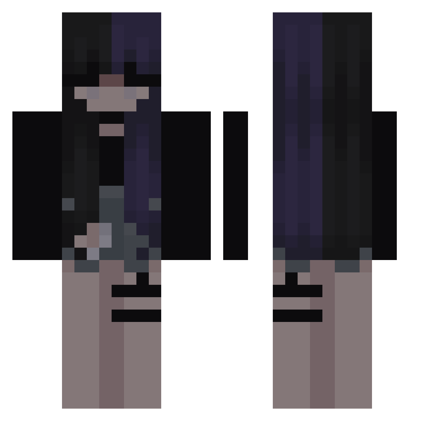 Tragiccall Minecraft skin, front and back view
