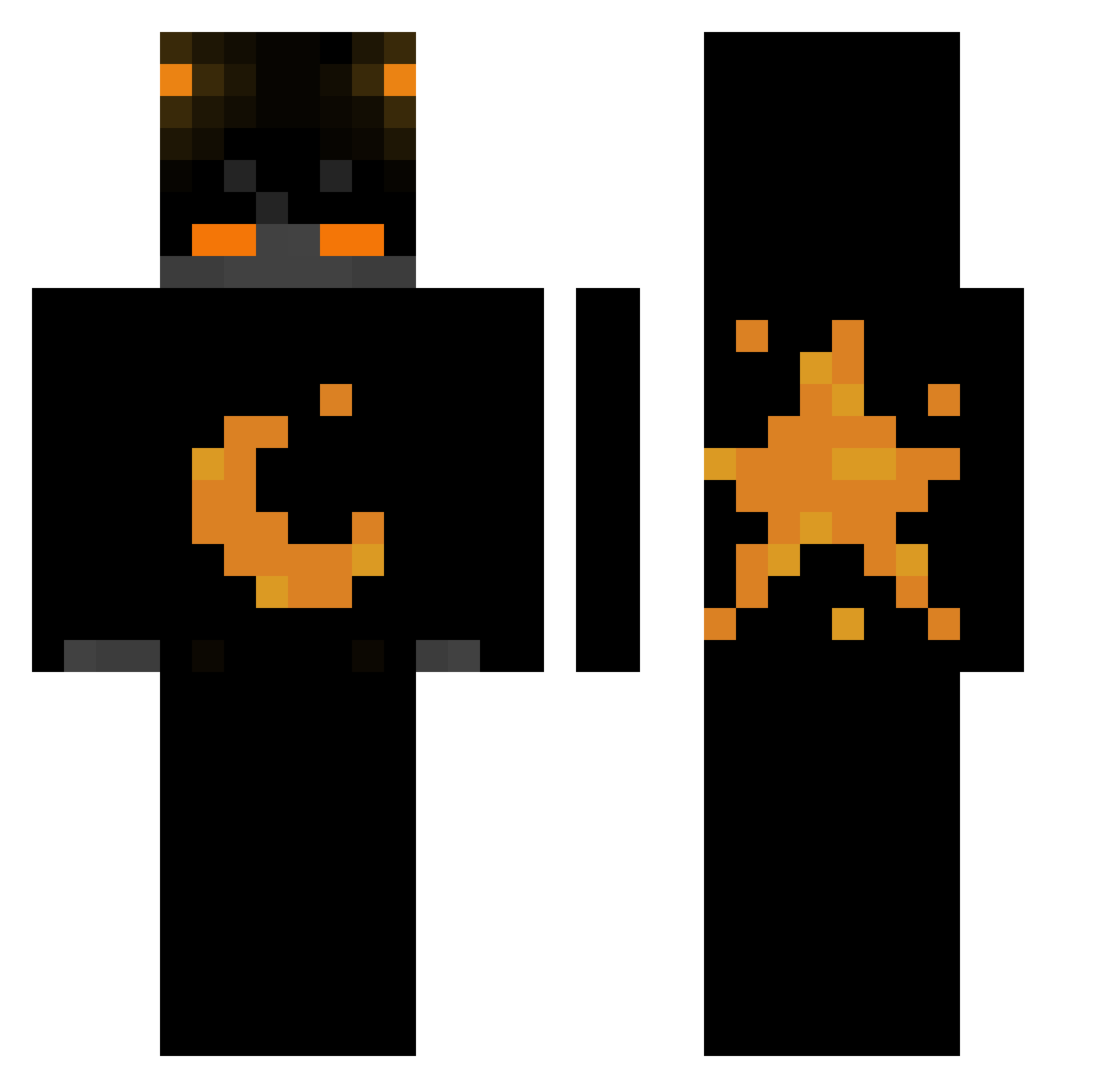straphead Minecraft skin, front and back view