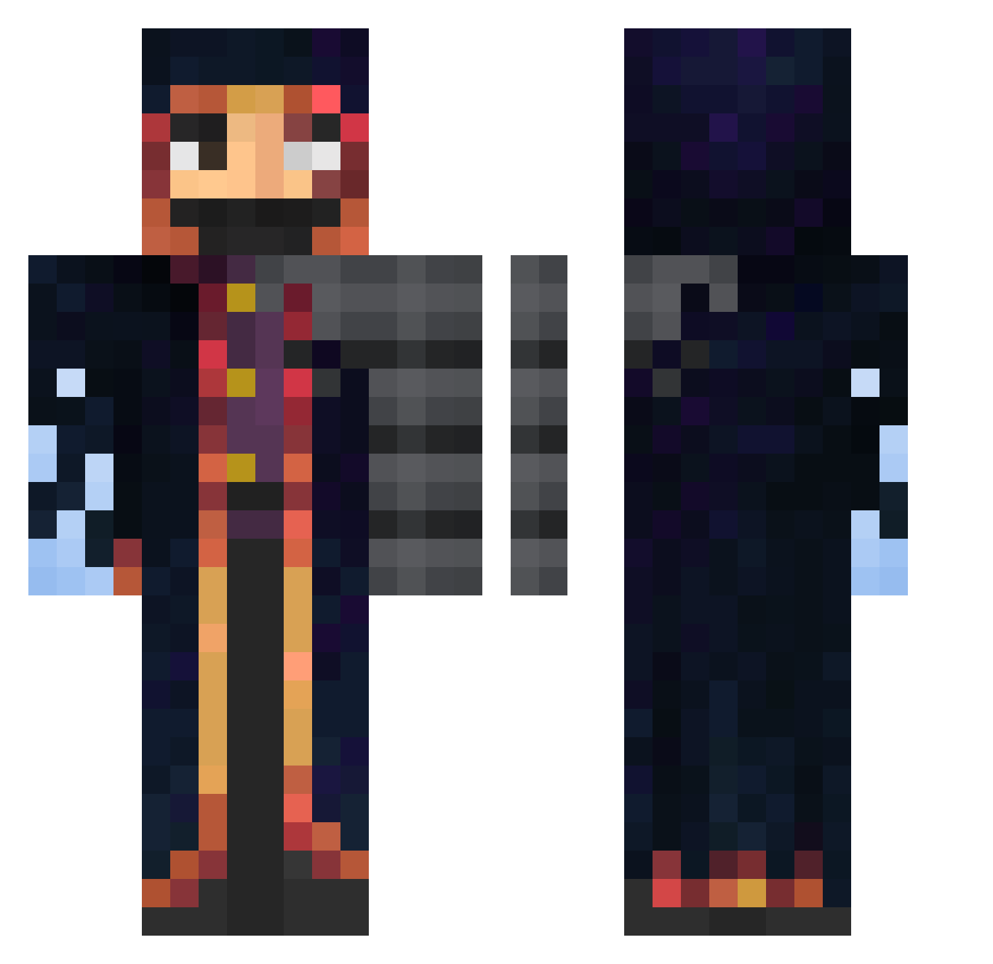 Fred46 Minecraft skin, front and back view