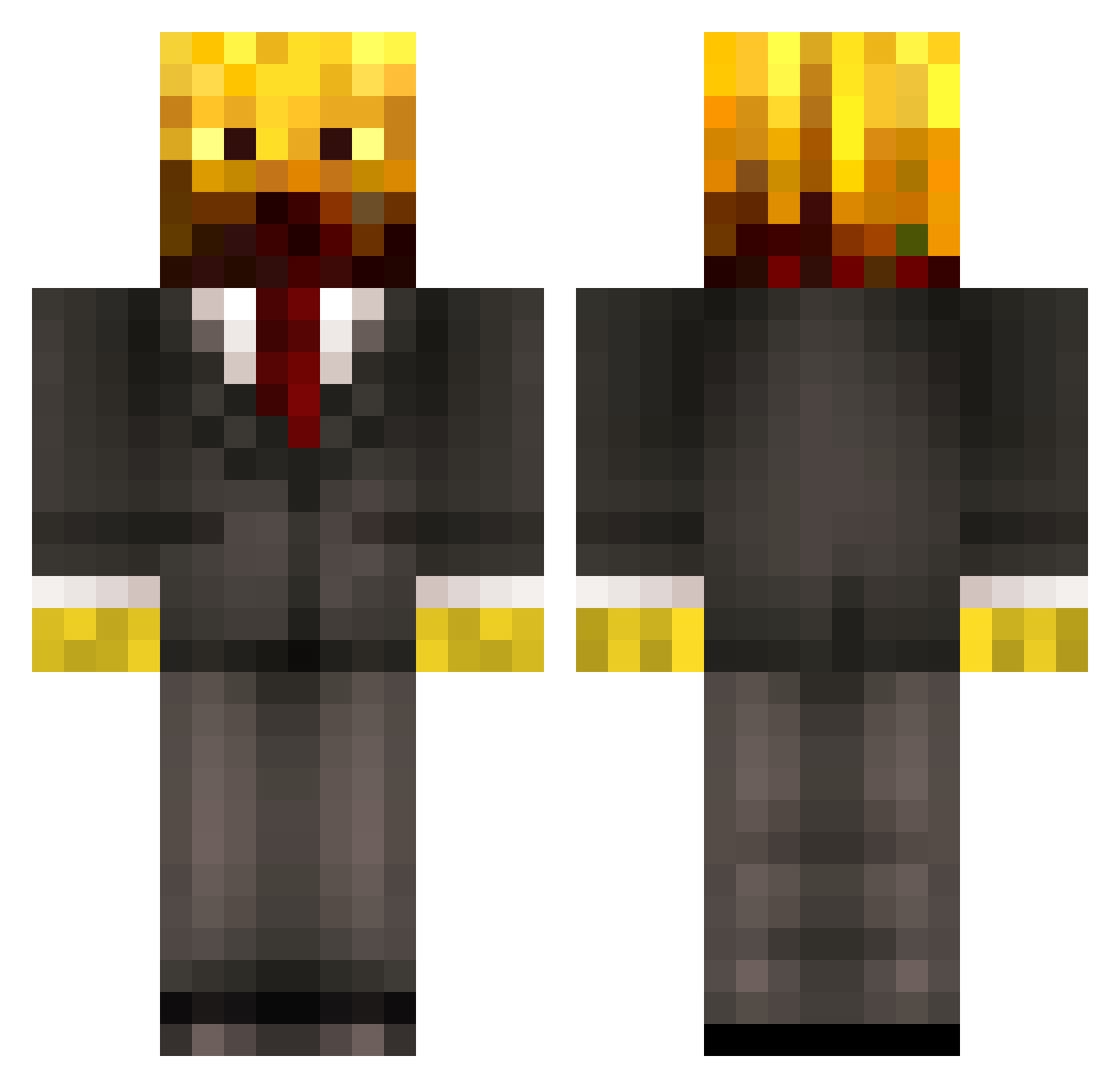 PEEVVEE Minecraft skin, front and back view