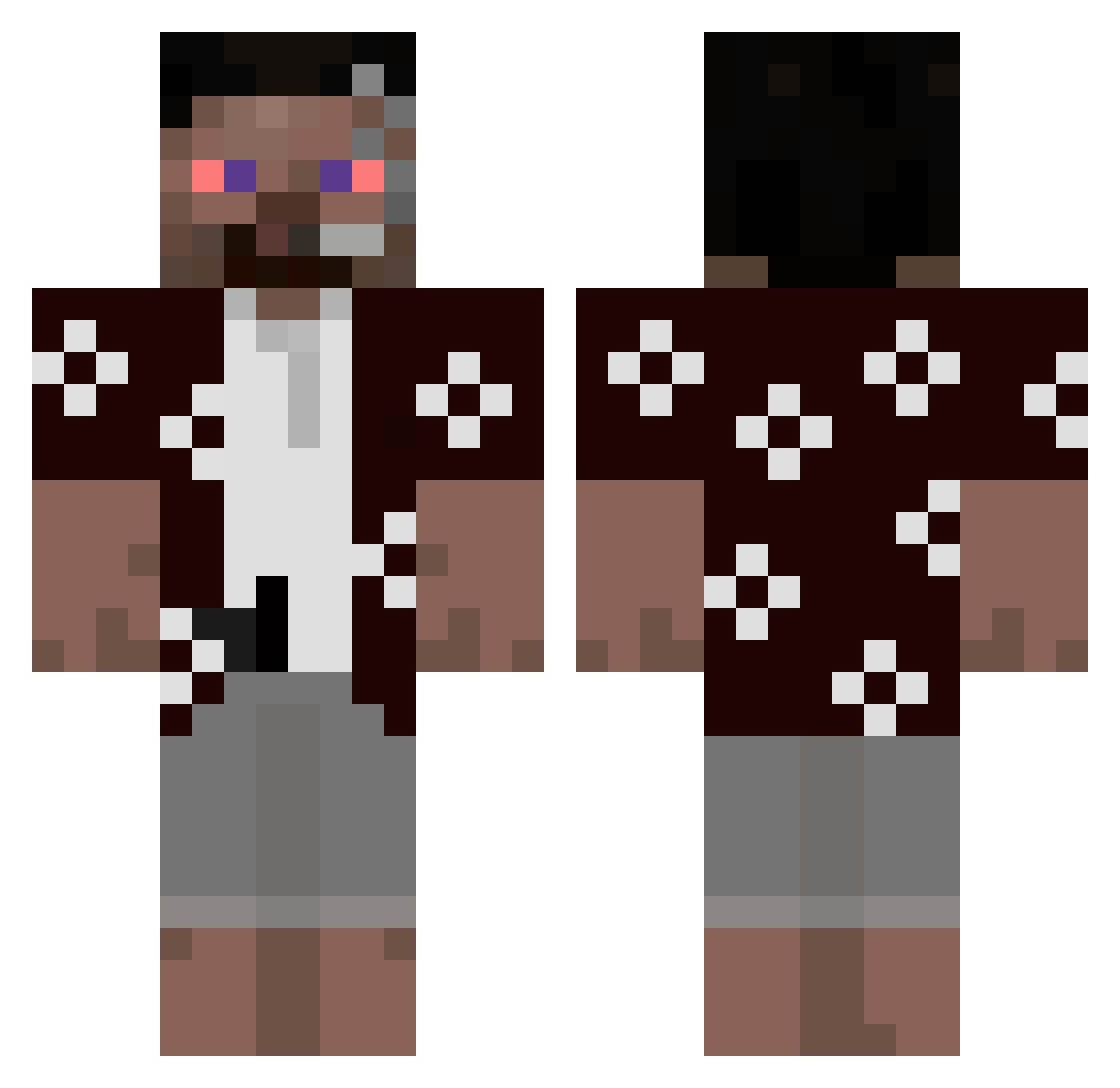 KroxysXD Minecraft skin, front and back view