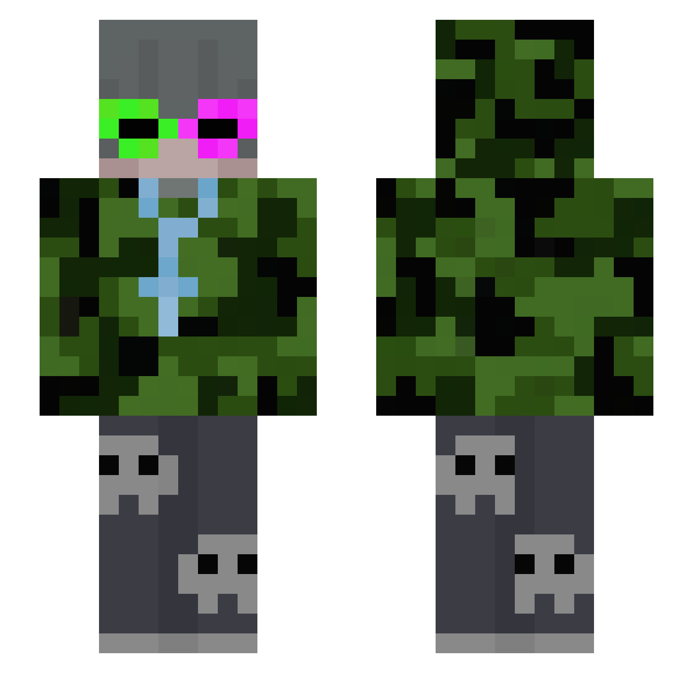 fastgang Minecraft skin, front and back view