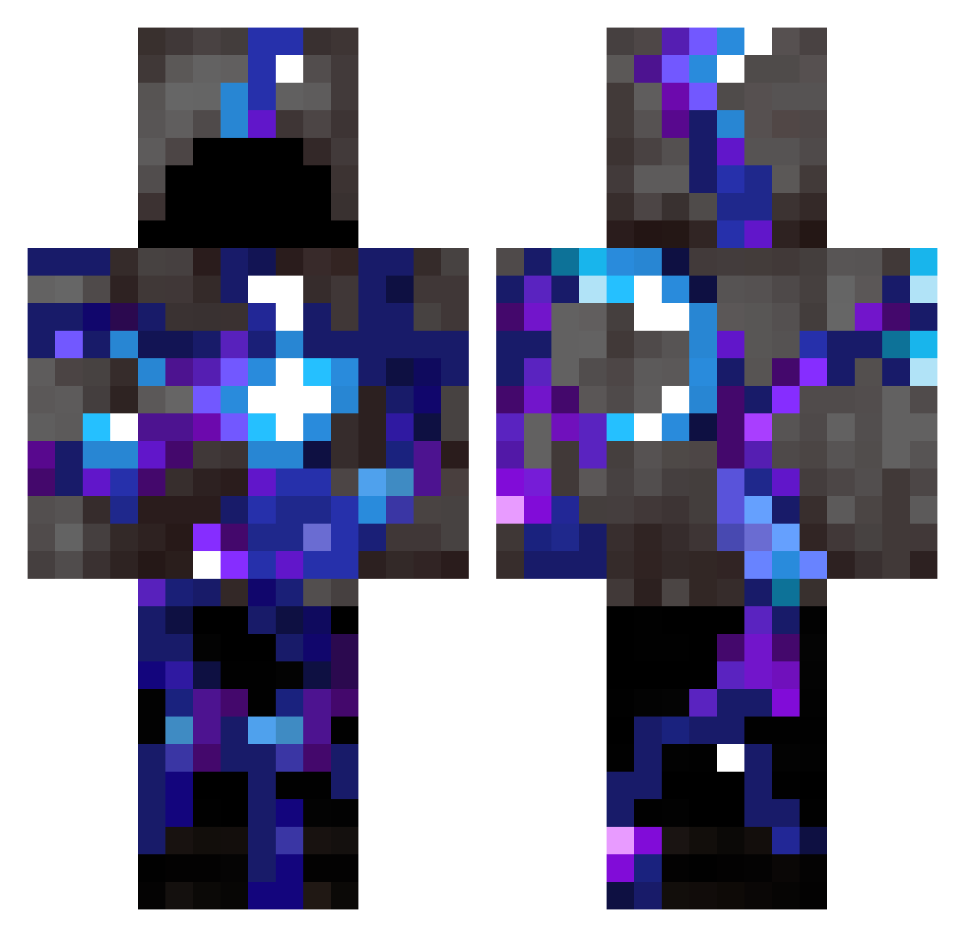 PaulTubeTV Minecraft skin, front and back view