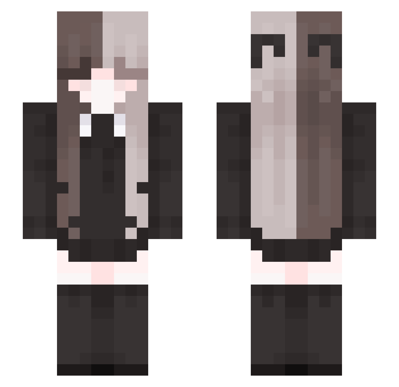 ShiraoChan Minecraft skin, front and back view