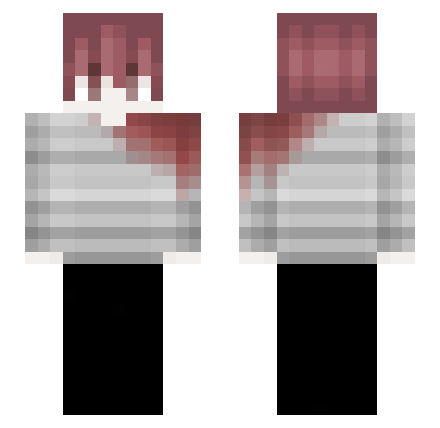 cuwrse Minecraft skin, front and back view