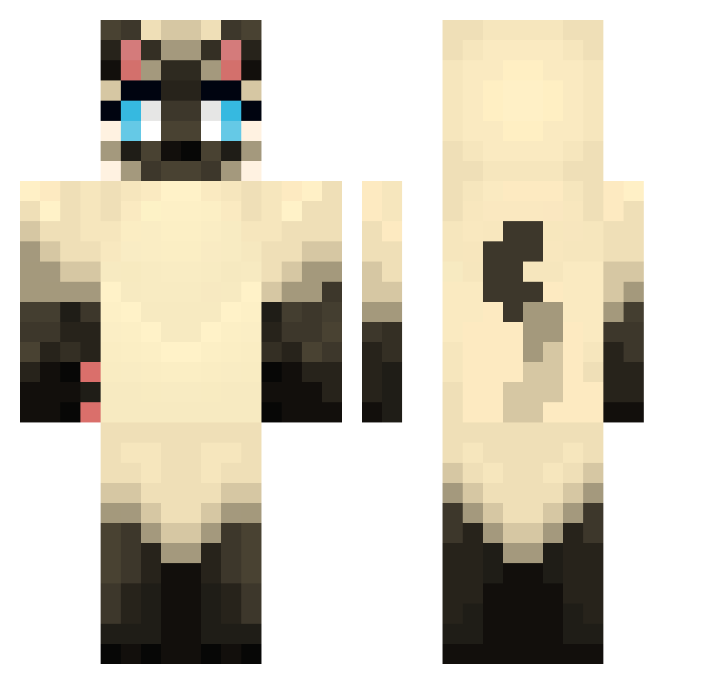 Shmiggety Minecraft skin, front and back view