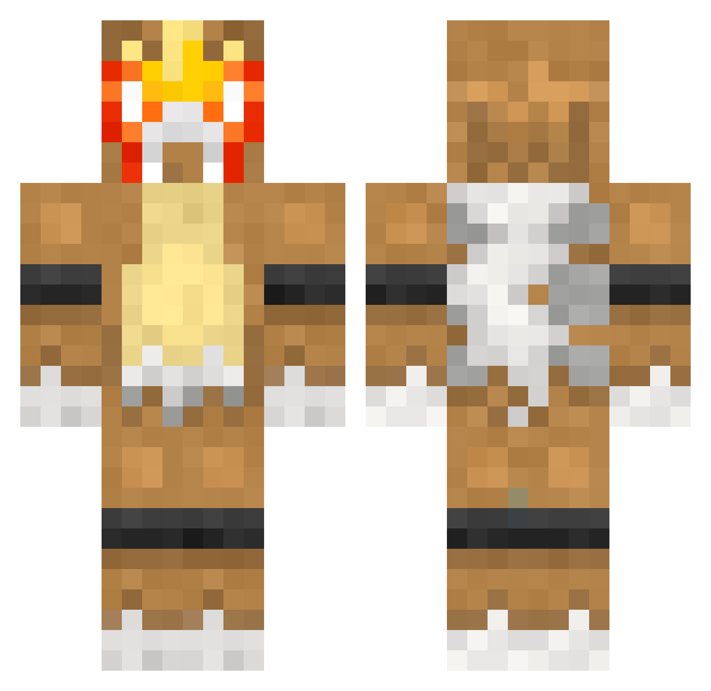 drying Minecraft skin, front and back view