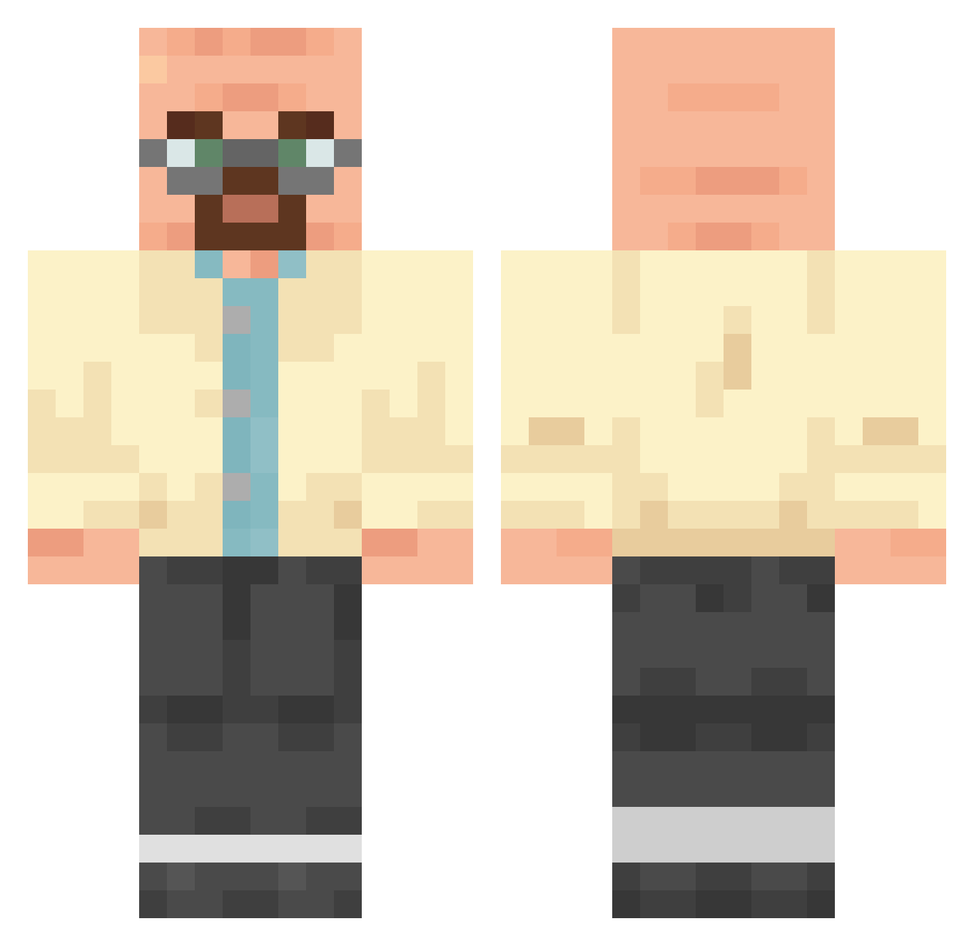 SimonM Minecraft skin, front and back view