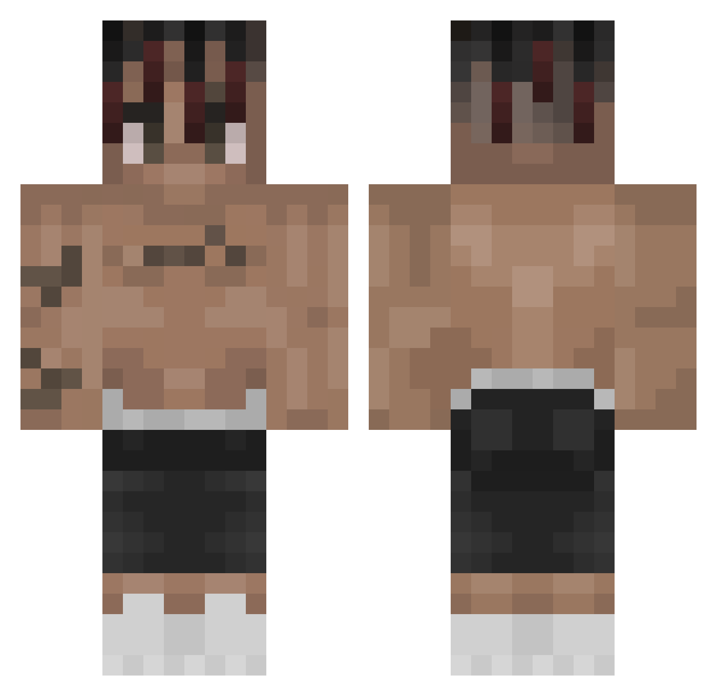 Zistar Minecraft skin, front and back view