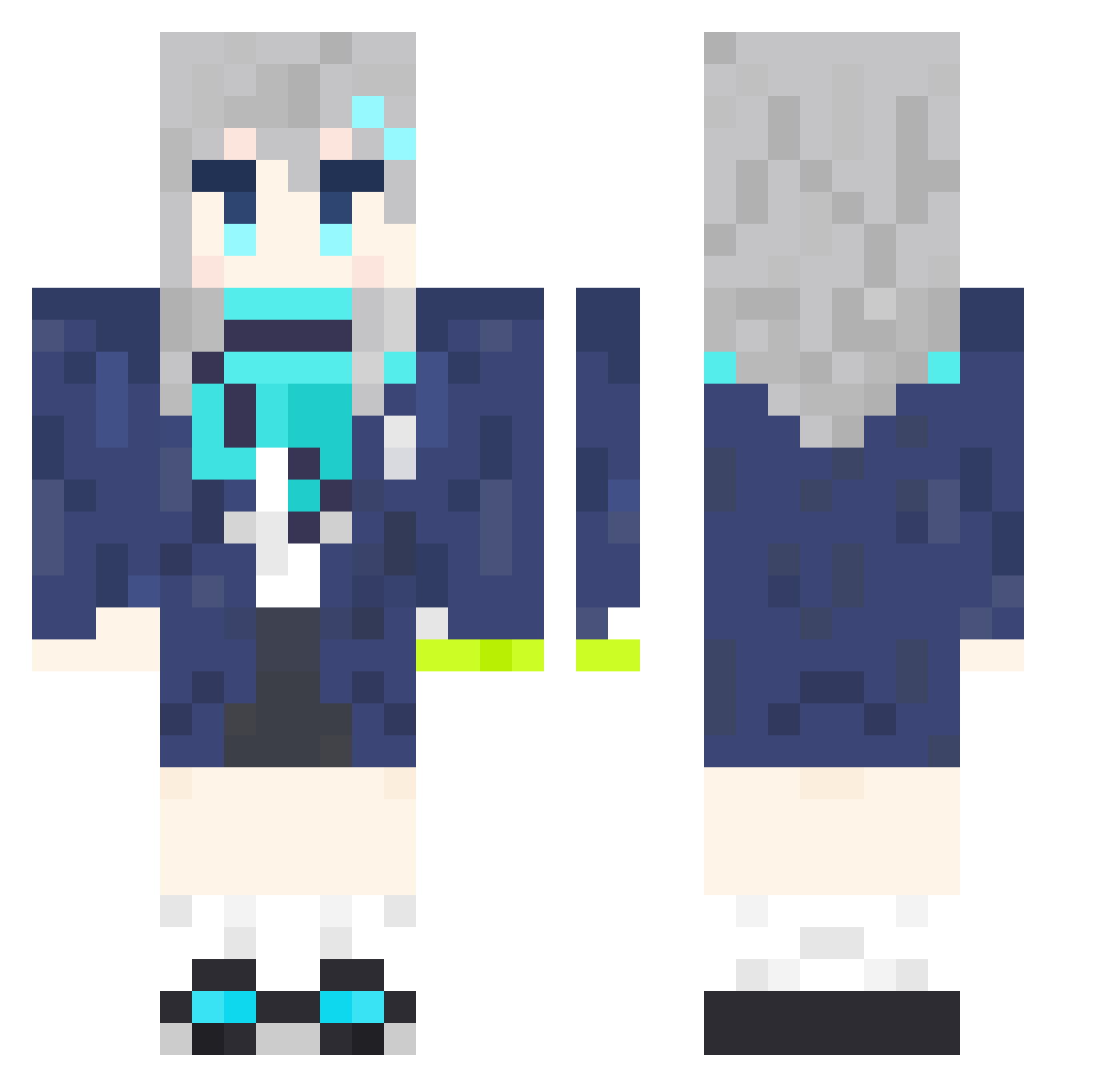 HyujaeRaekshun Minecraft skin, front and back view