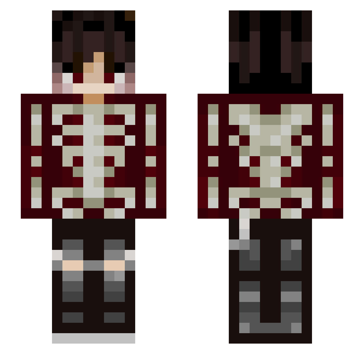 FeelTheNurn Minecraft skin, front and back view