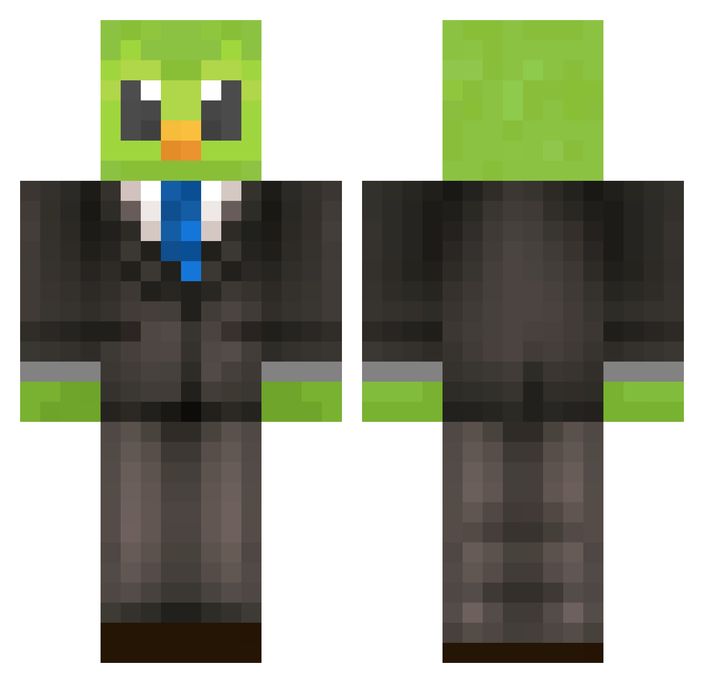 ThreeBug40311 Minecraft skin, front and back view