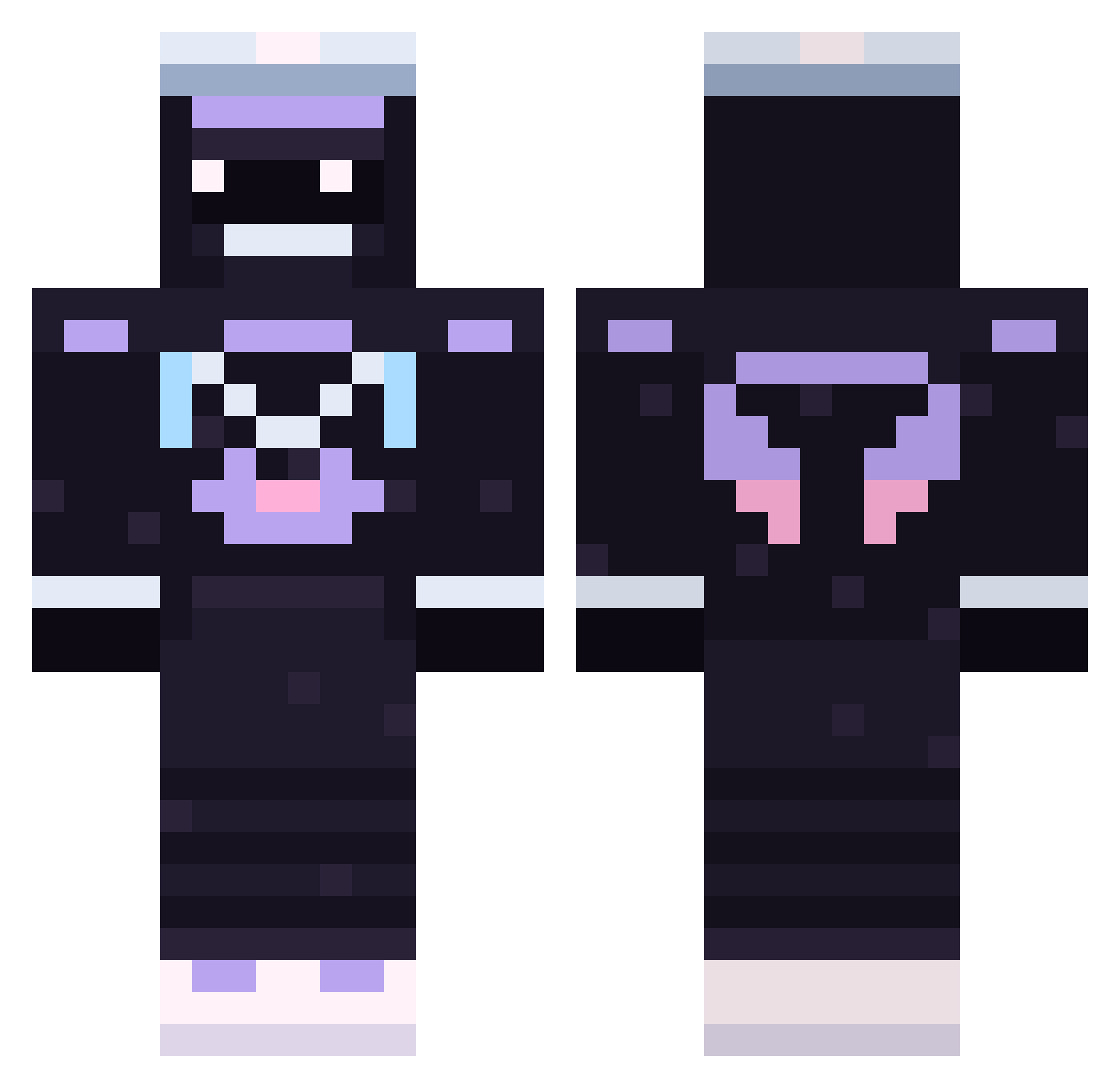 wintfye Minecraft skin, front and back view