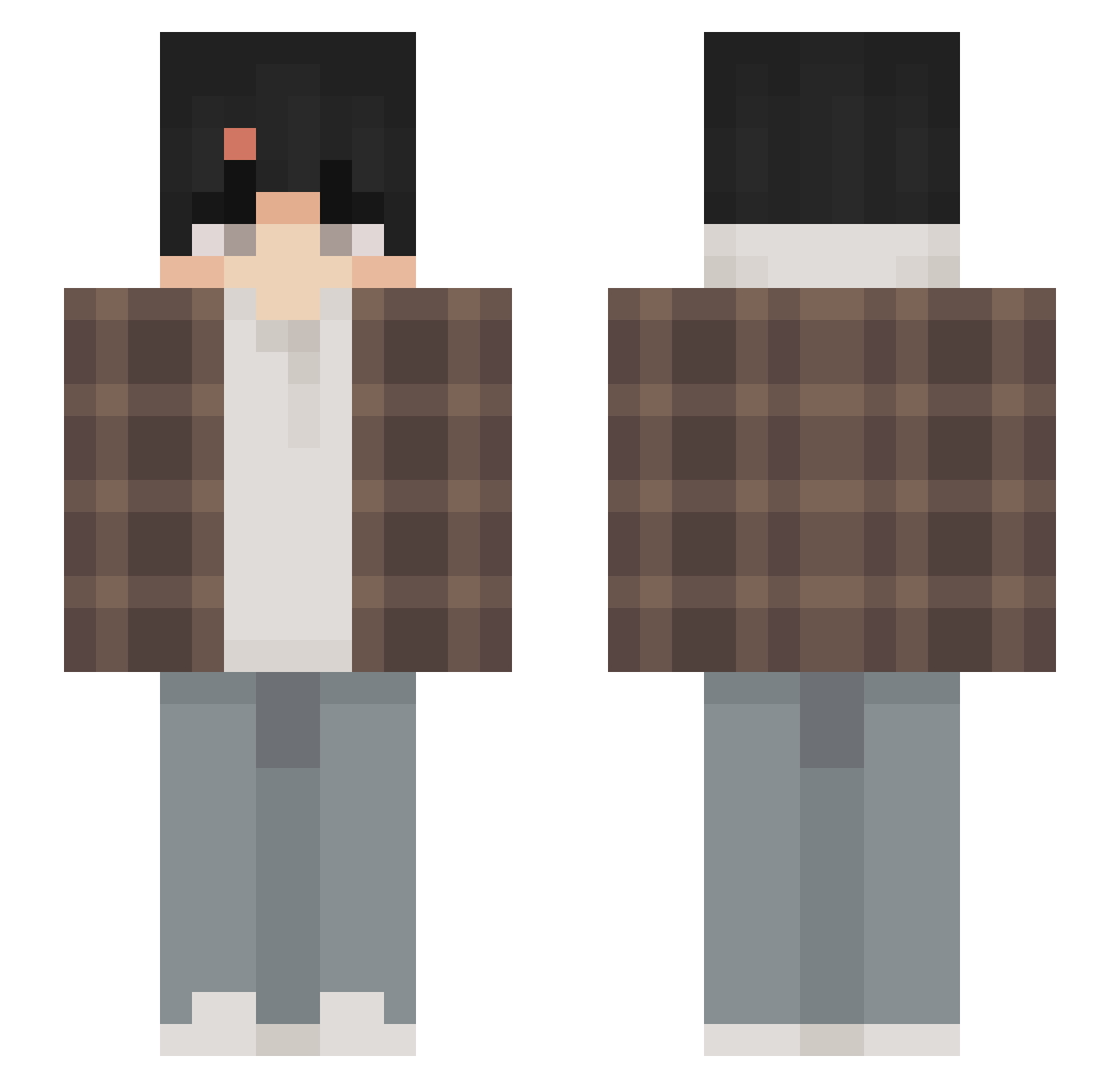 SlowerVacuum Minecraft skin, front and back view