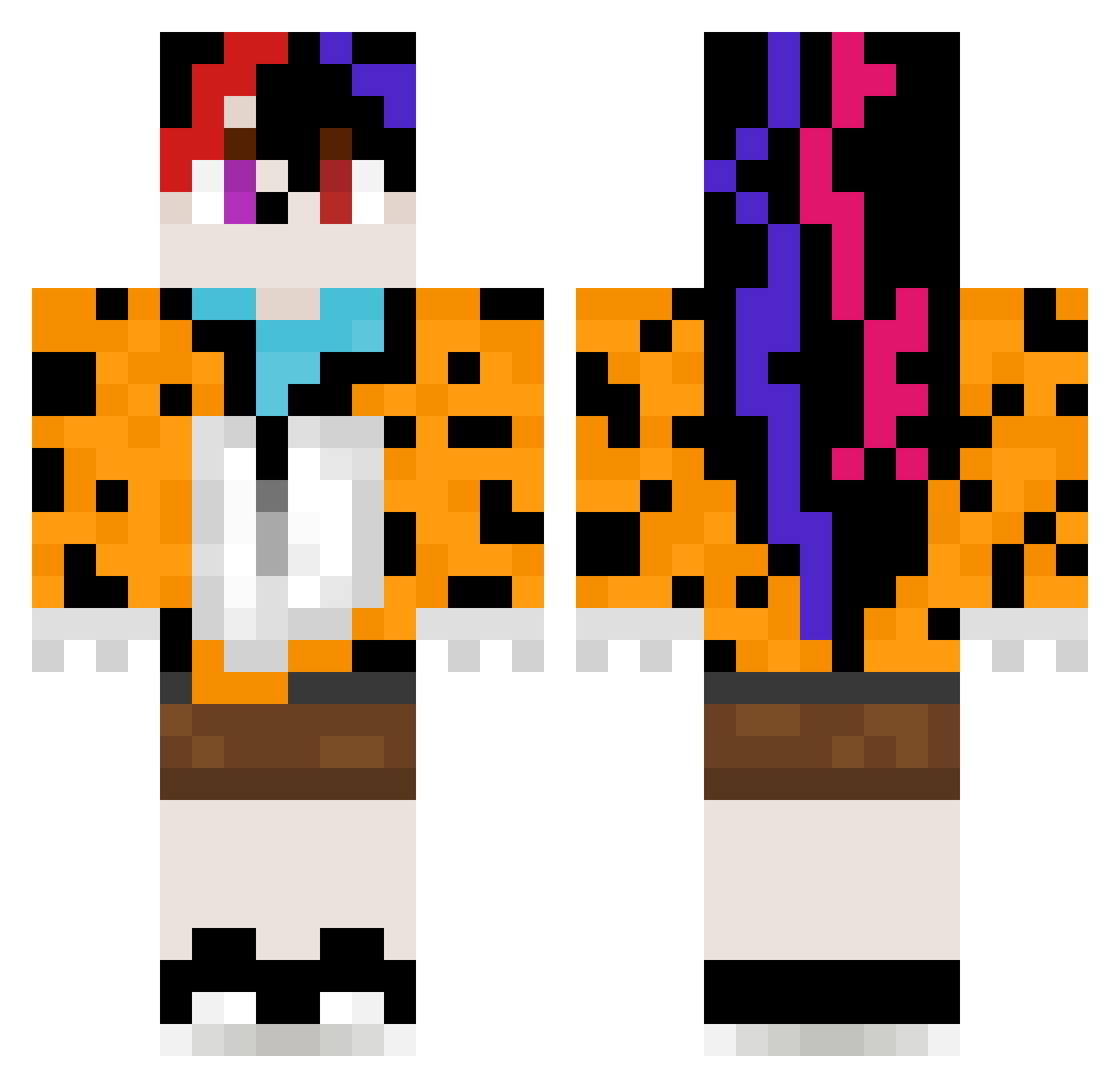 aicheetos Minecraft skin, front and back view