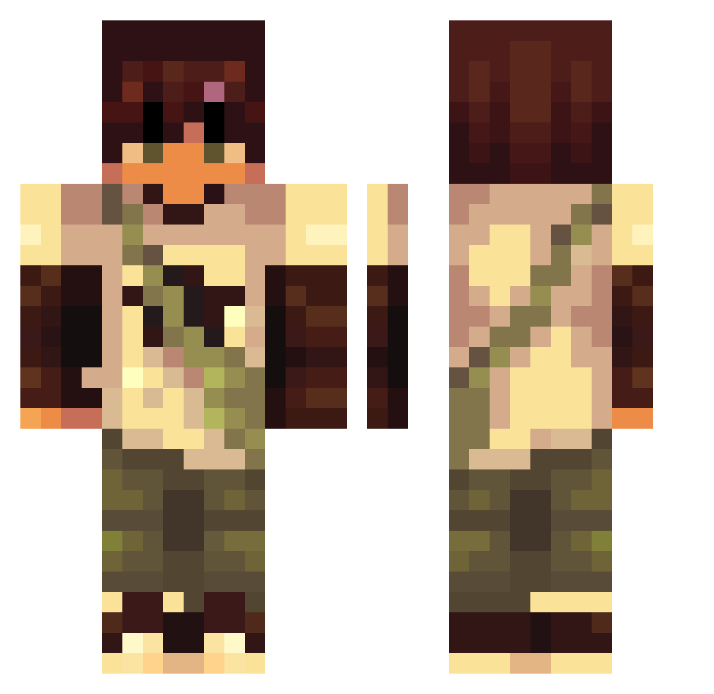 Smirkish Minecraft skin, front and back view
