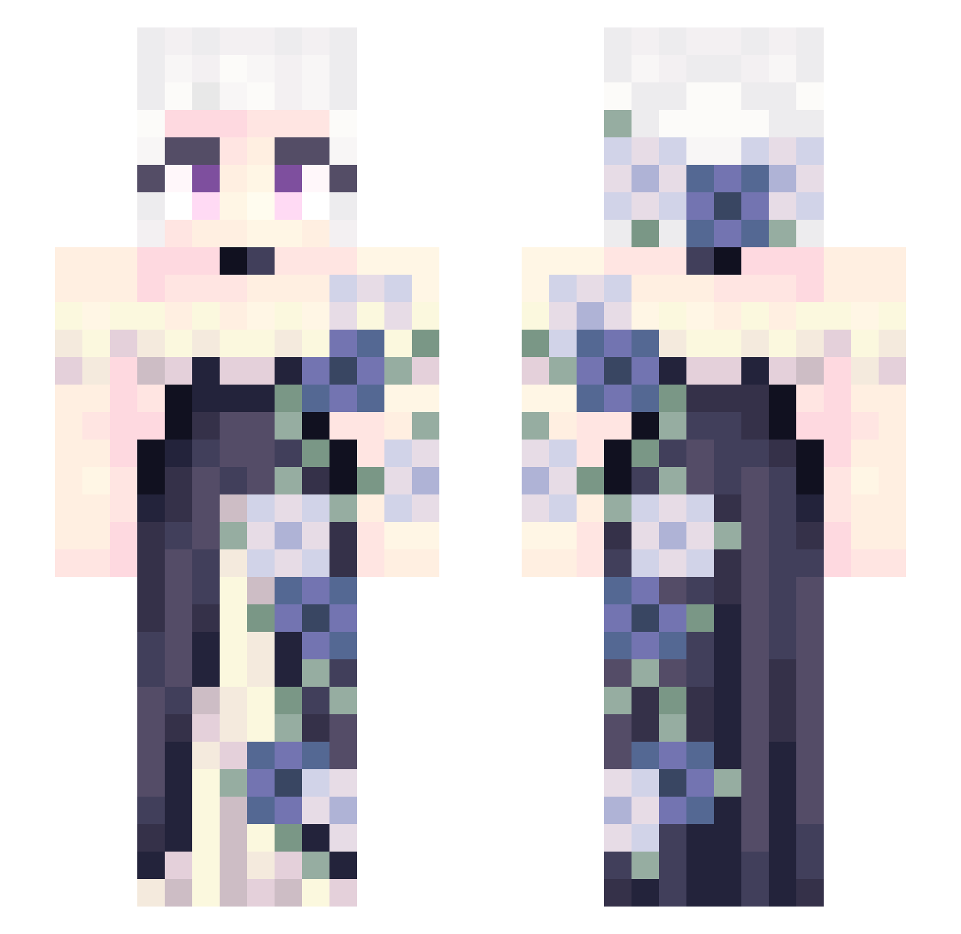 Adelia Minecraft skin, front and back view
