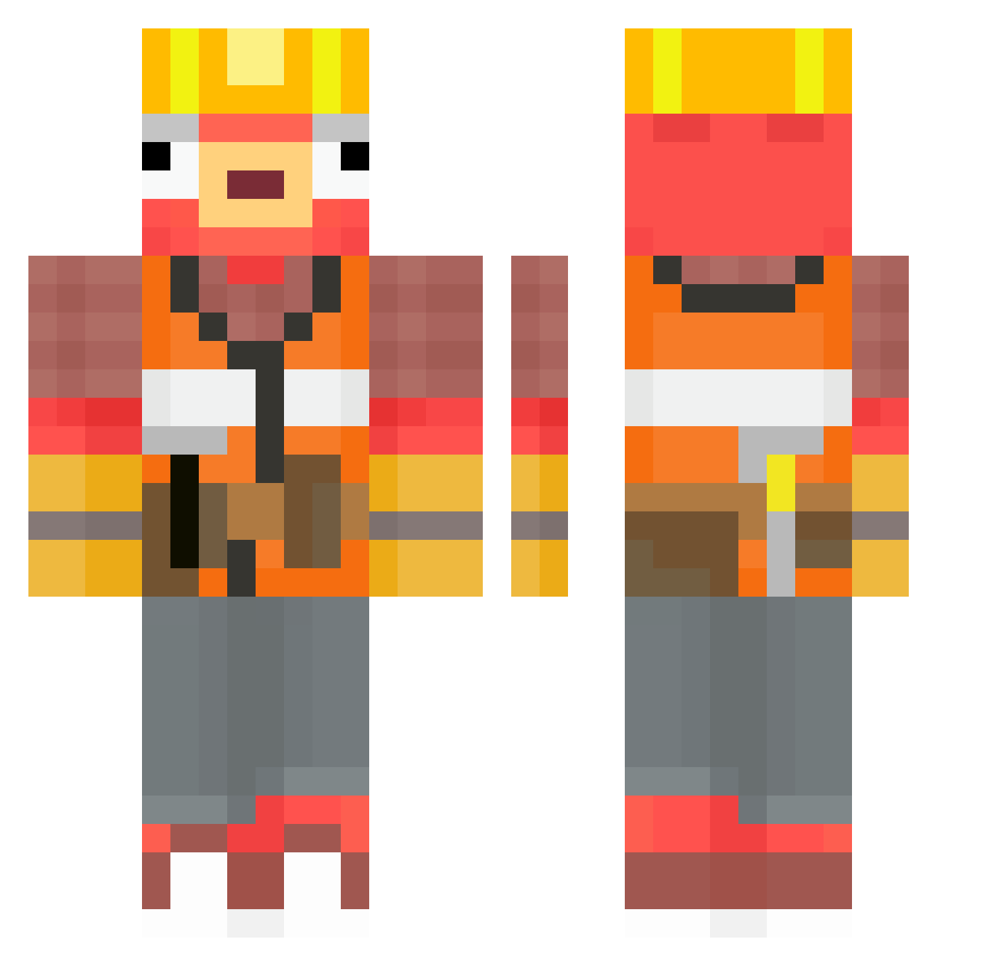 CLOCKIHD Minecraft skin, front and back view
