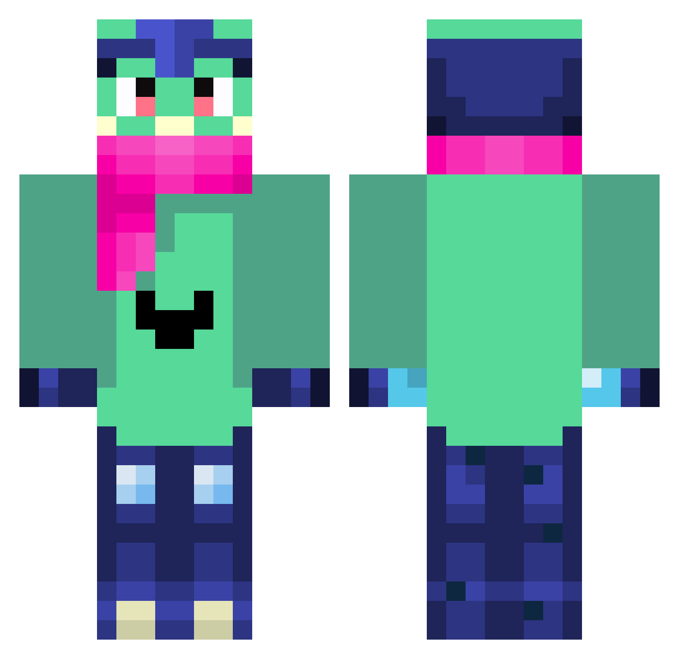 Sixtenblixtn Minecraft skin, front and back view