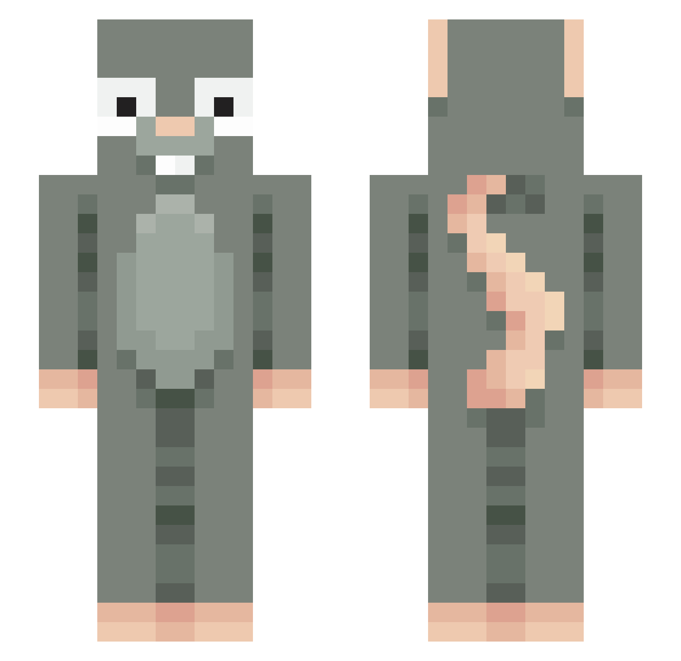 Vol0dy Minecraft skin, front and back view