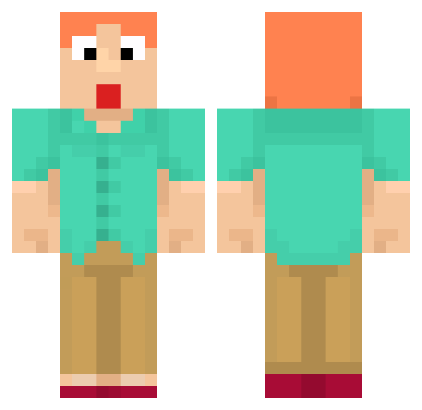naomicant Minecraft skin, front and back view