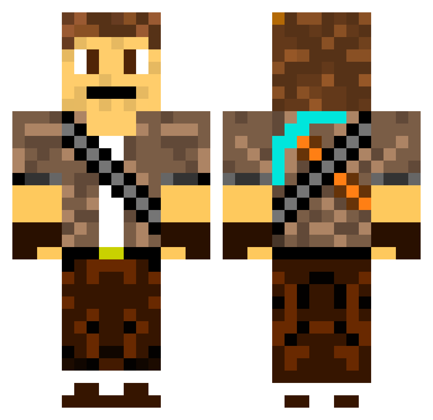 FireLight Minecraft skin, front and back view