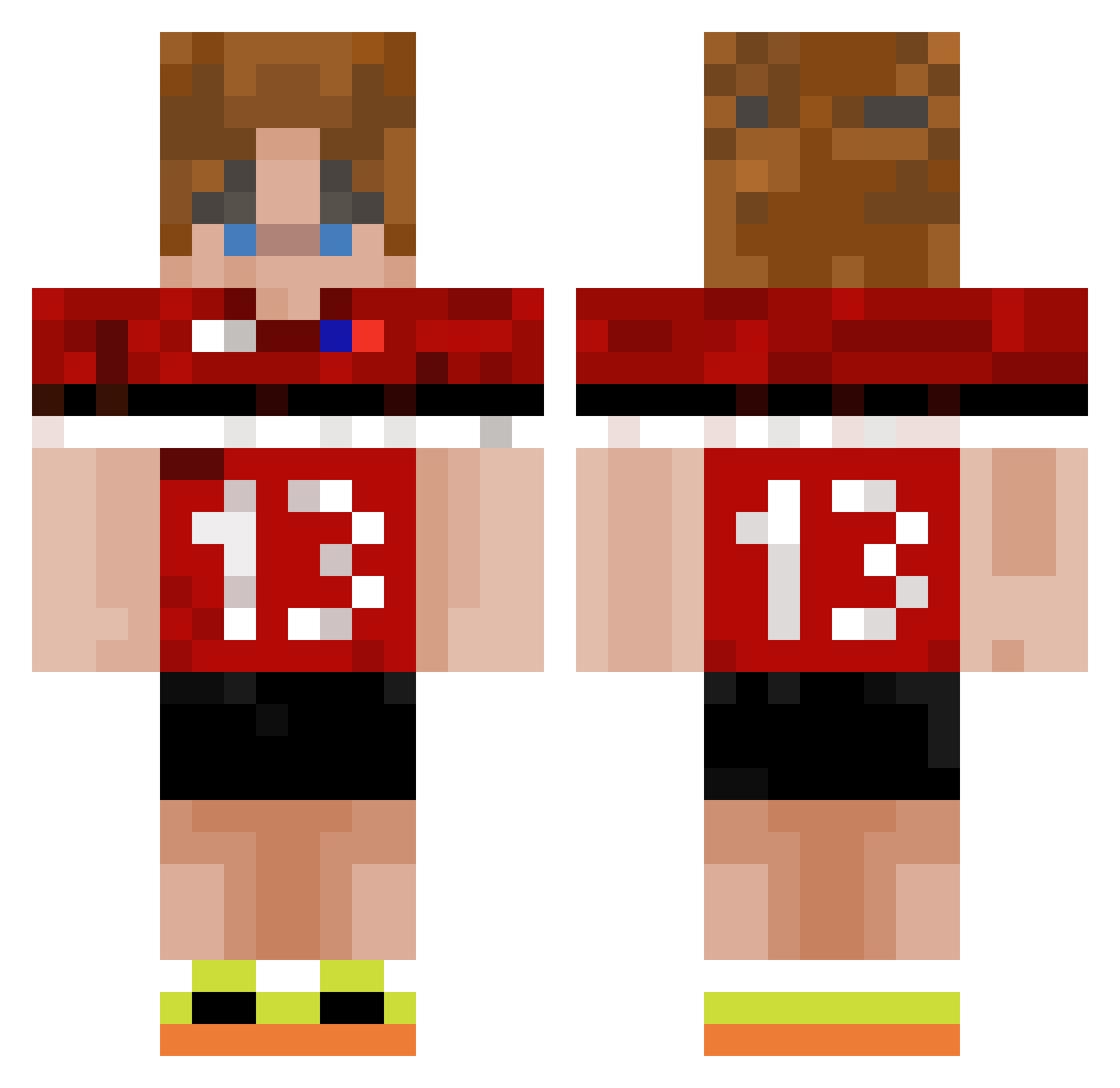 Chawelz Minecraft skin, front and back view