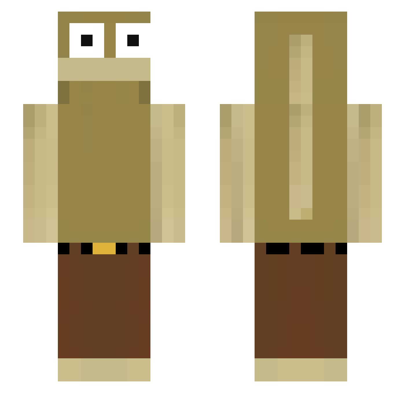 Rumsis Minecraft skin, front and back view