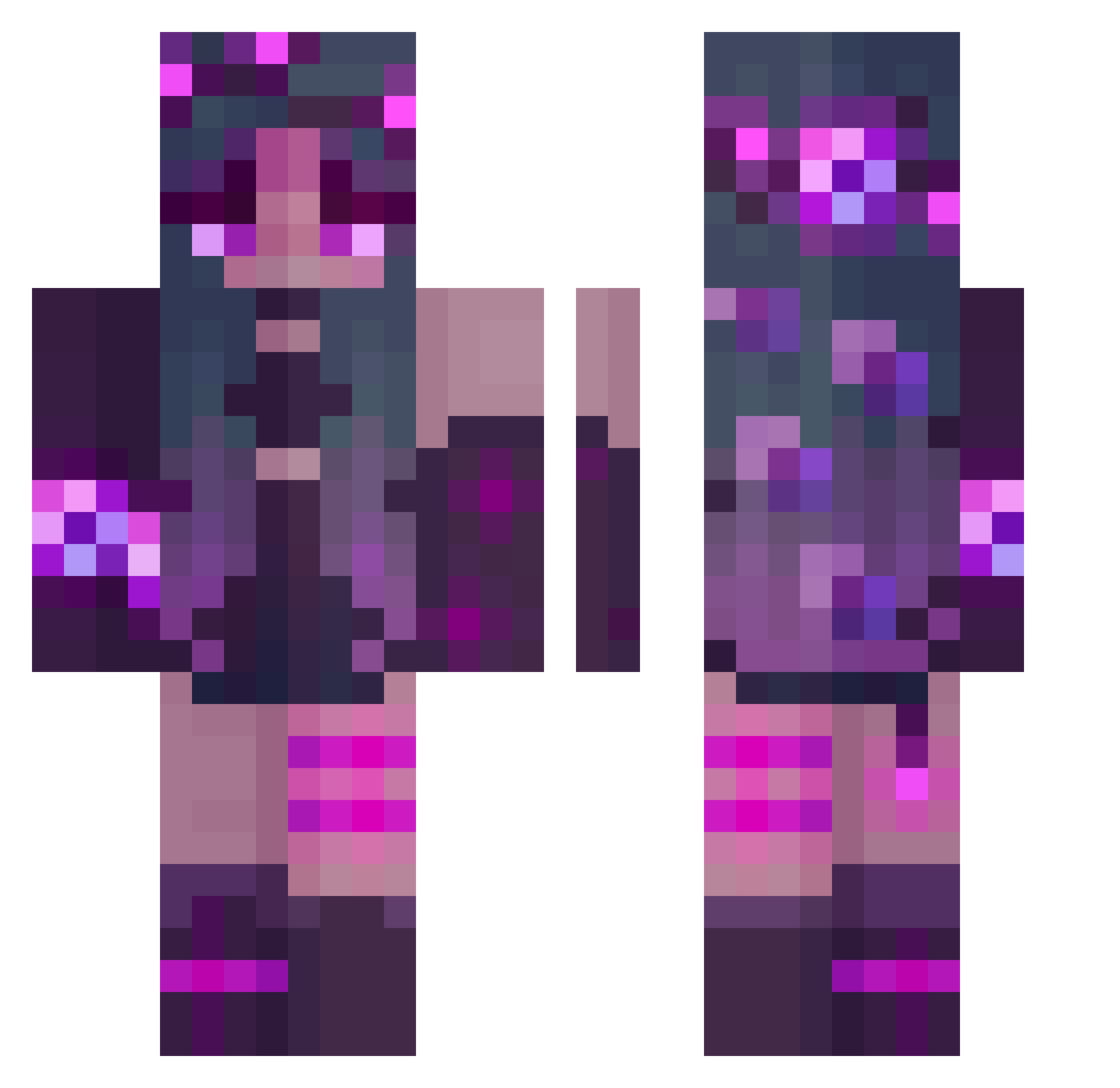 Stupfeupigeon Minecraft skin, front and back view