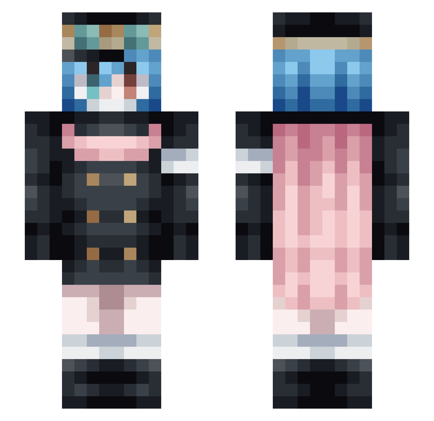lavakz Minecraft skin, front and back view
