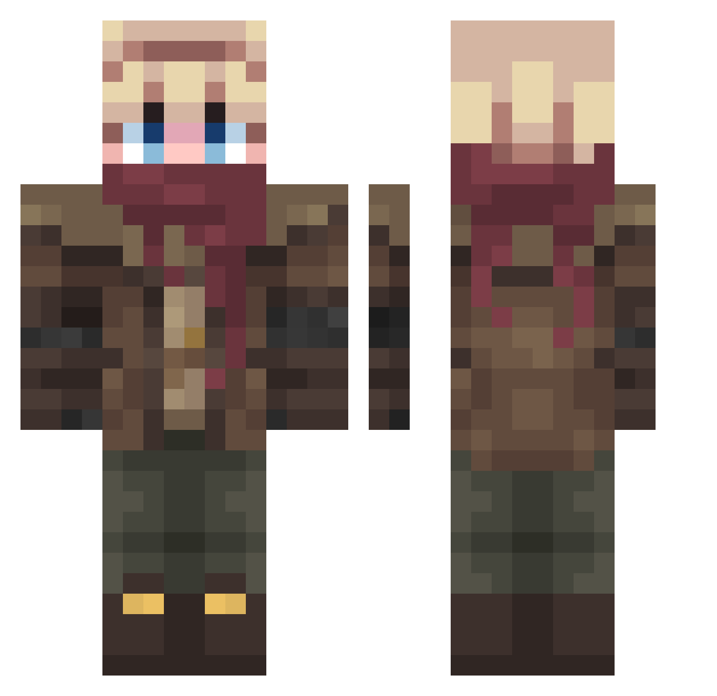 DemLuki Minecraft skin, front and back view