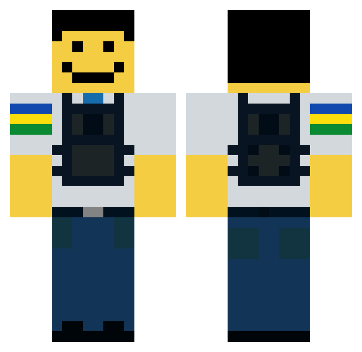 Olkitt Minecraft skin, front and back view