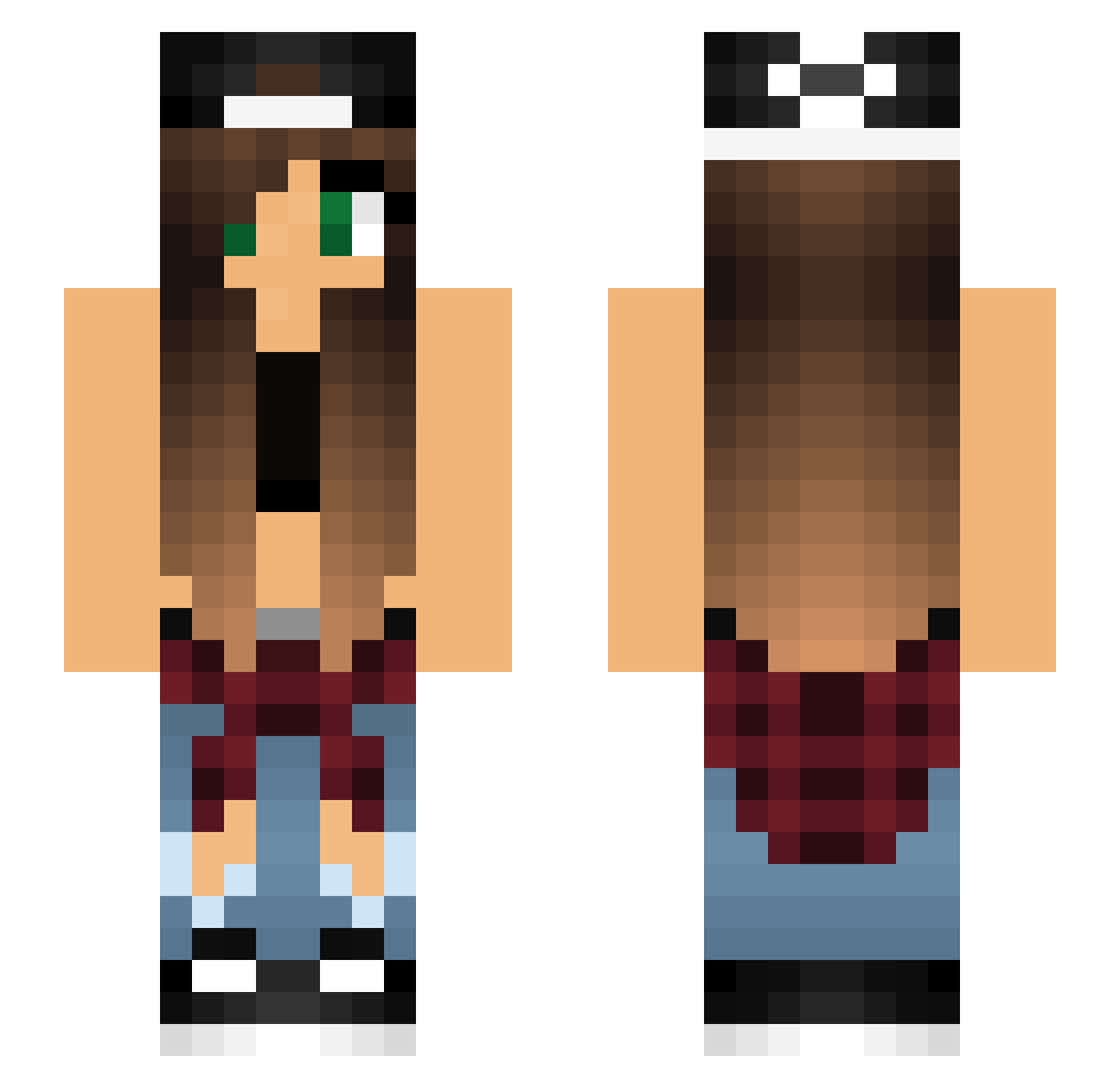 Optimistical Minecraft skin, front and back view