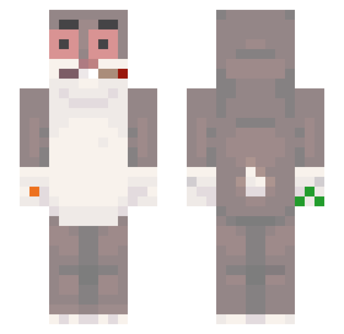 snmu Minecraft skin, front and back view