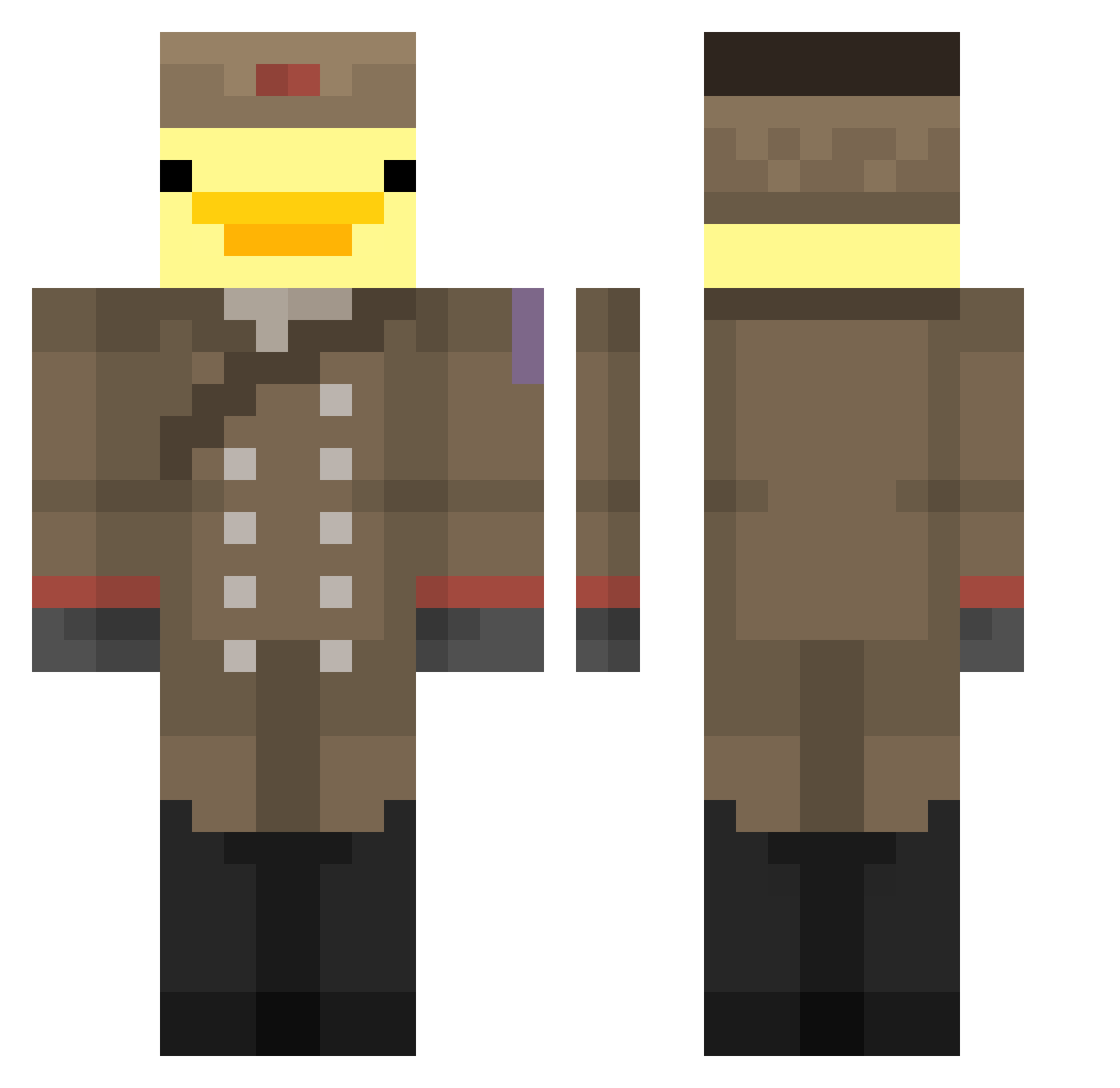 Luzik1337 Minecraft skin, front and back view
