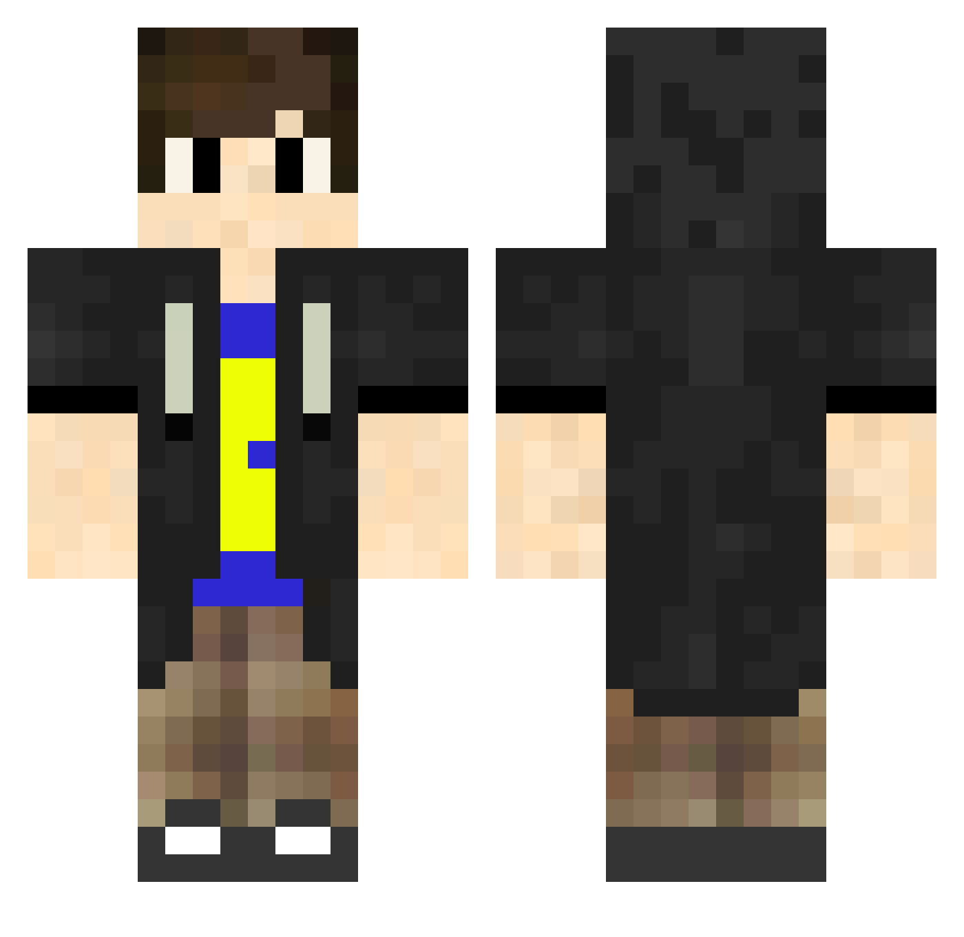 ZQ0M Minecraft skin, front and back view