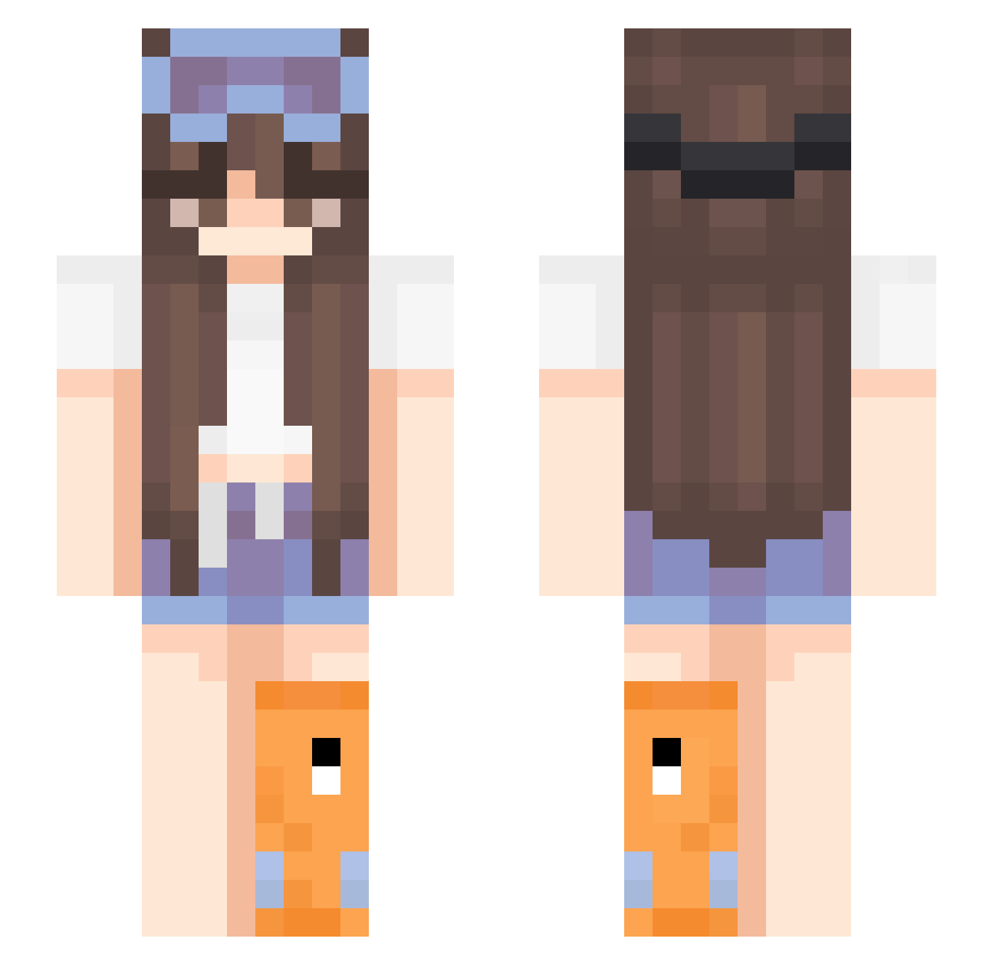 Minfioree Minecraft skin, front and back view
