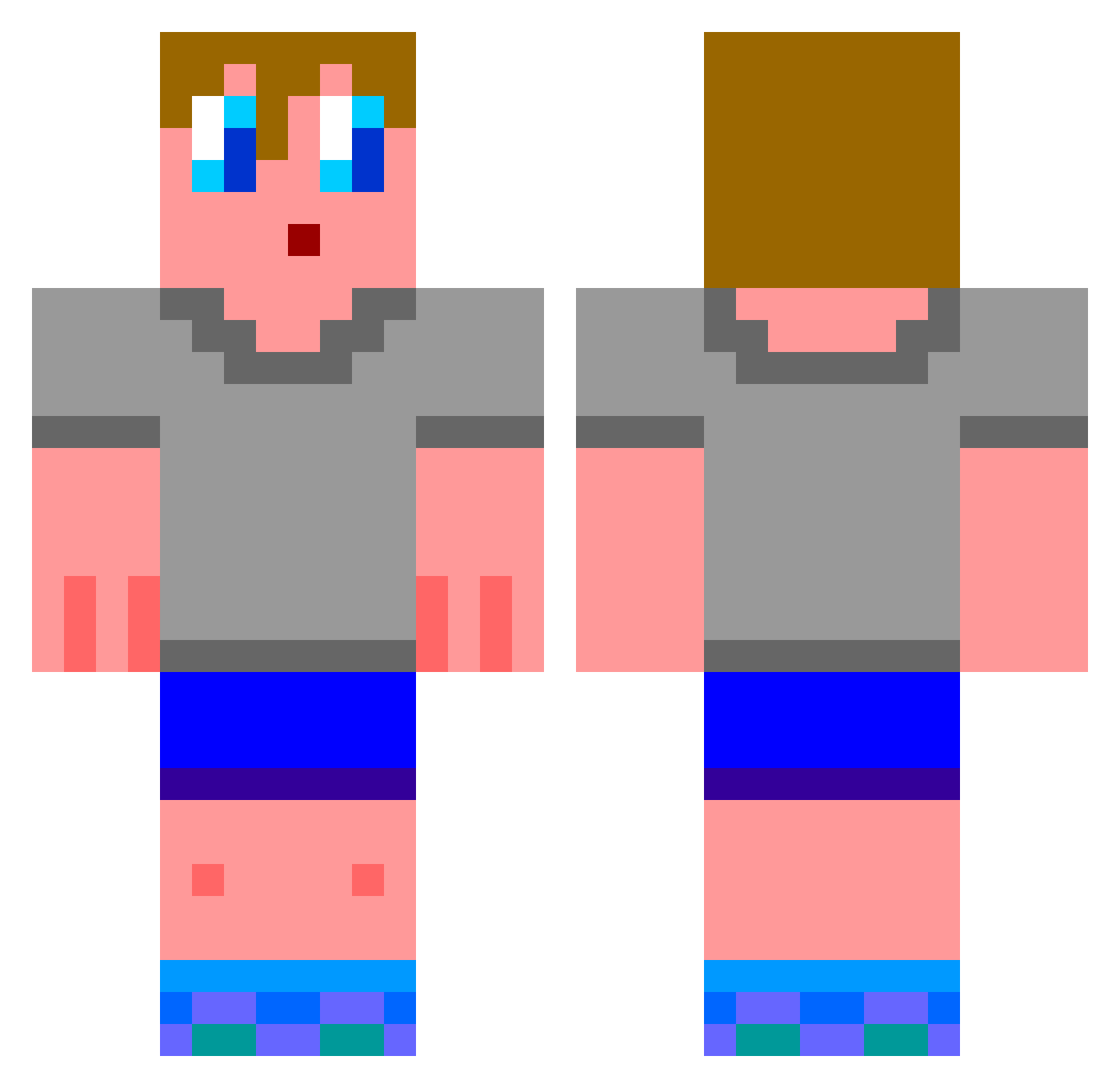 Wilder Minecraft skin, front and back view
