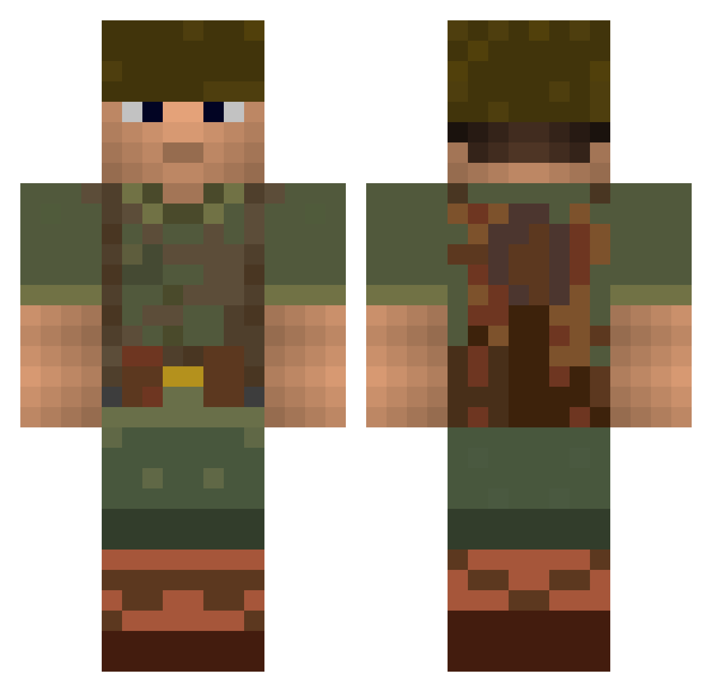 Pestify Minecraft skin, front and back view